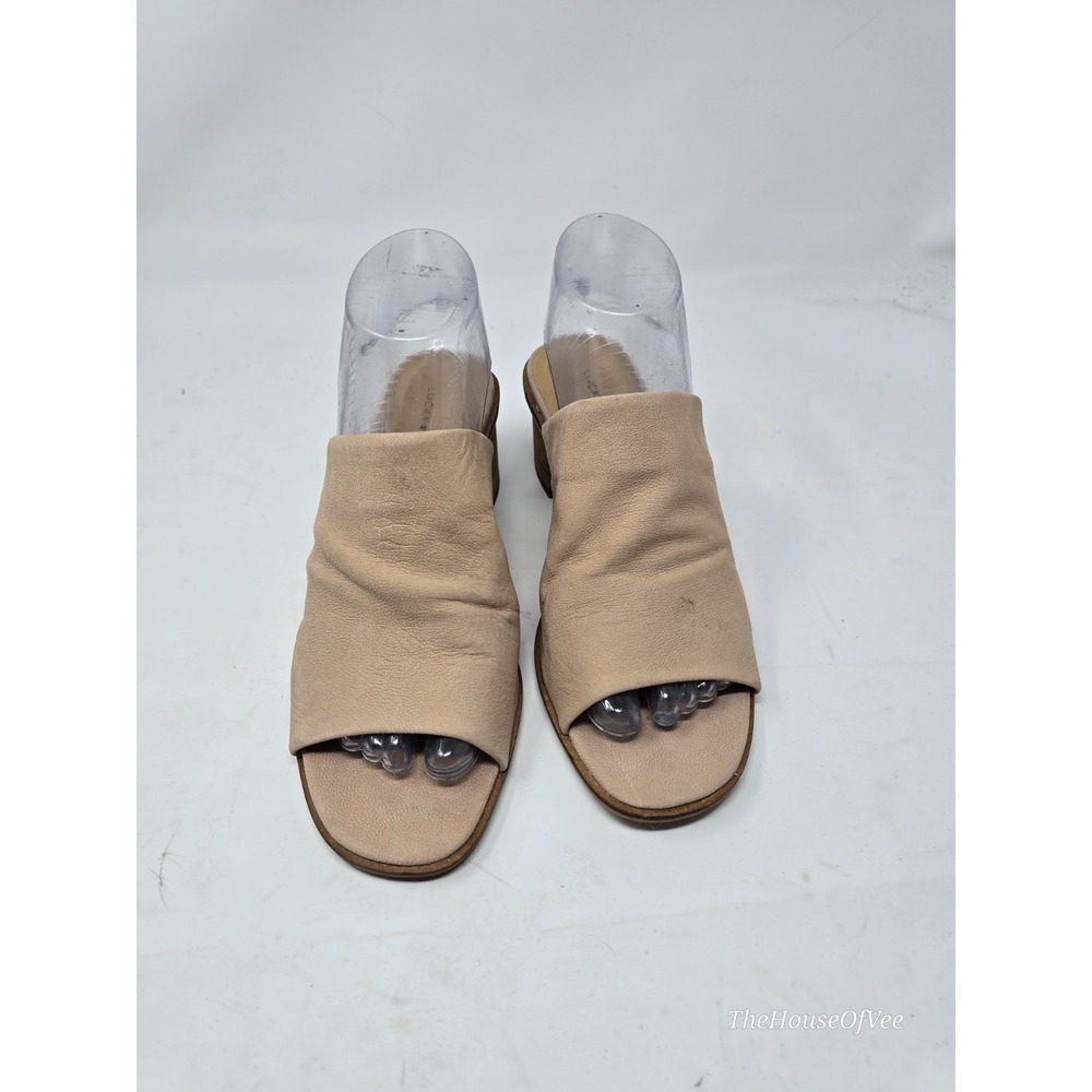 Lucky Brand Lutena Women's Tan Suede Peep Toe Mule Sandals Size 8